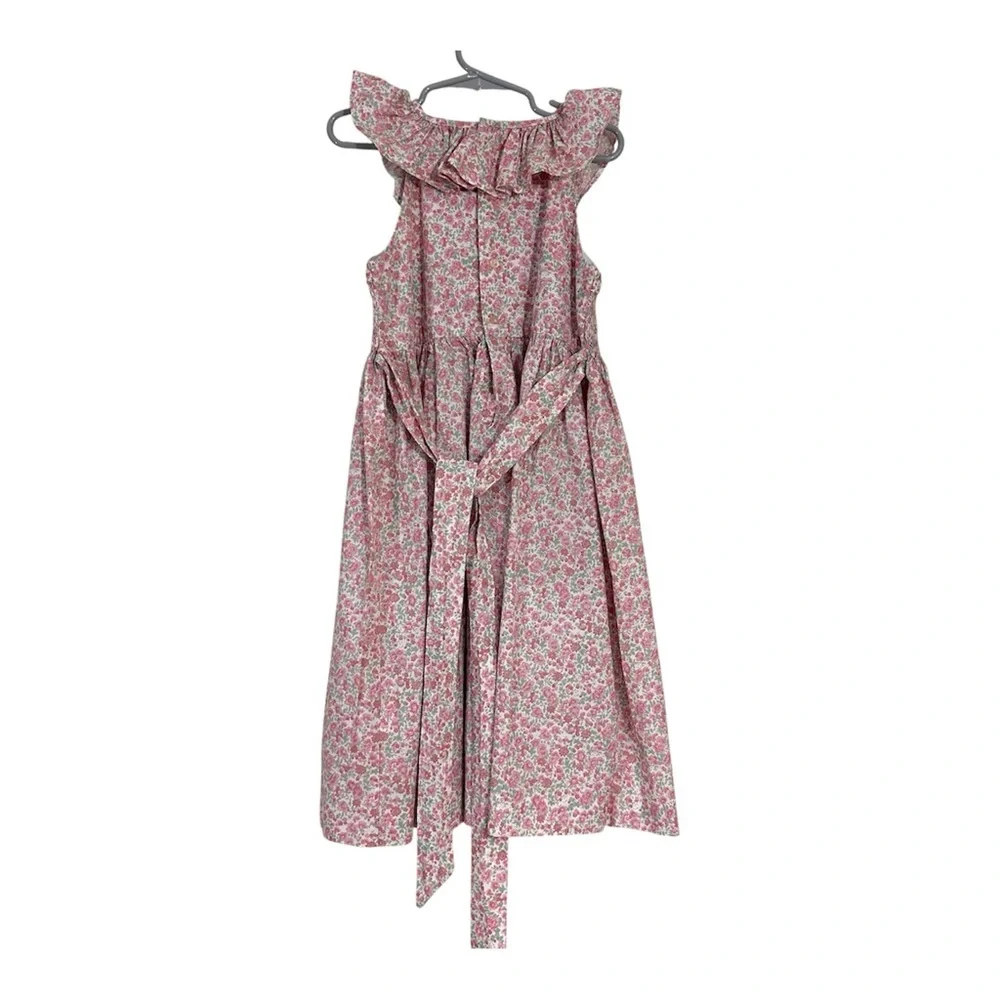 Edgehill Collection Girl’s Pink Floral Smocked Flutter Sleeve Dress